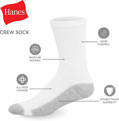 Hanes Men's Double Tough Crew Socks, 12-Pair Pack