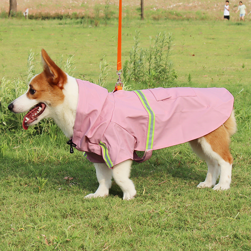 Large Dog Raincoat Corgi Cloak Style Puppy Waterproof Dog Clothes Reflective Pet Windproof Rainproof Hooded Raincoat for Dog