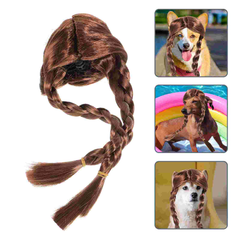 Pet Halloween Dog Wigs Clothing Props 31x10cm Hairpiece Cosplay Brown Braided for Cats