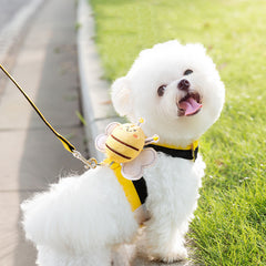 Cute Bee Dog Leash Collars Necktie Traction Rope Christmas Pet Harness For Small Medium Dogs Cat Chest Strap Dog Accessories